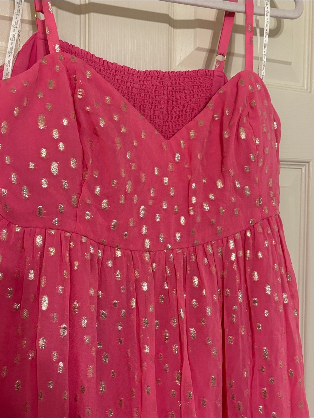 Lilly Pulitzer Hiedi Pink Maxi Dress with Metallic Spots - Picture 3 of 8
